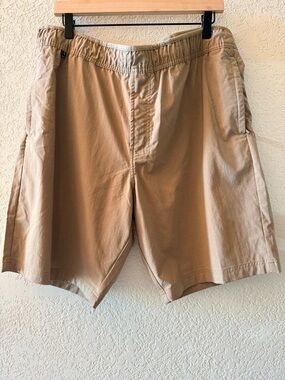 VOYAGER Men’s Tan Drawing Waistband Side  Zipper Pocket Flat Front Shorts Sz XXL
